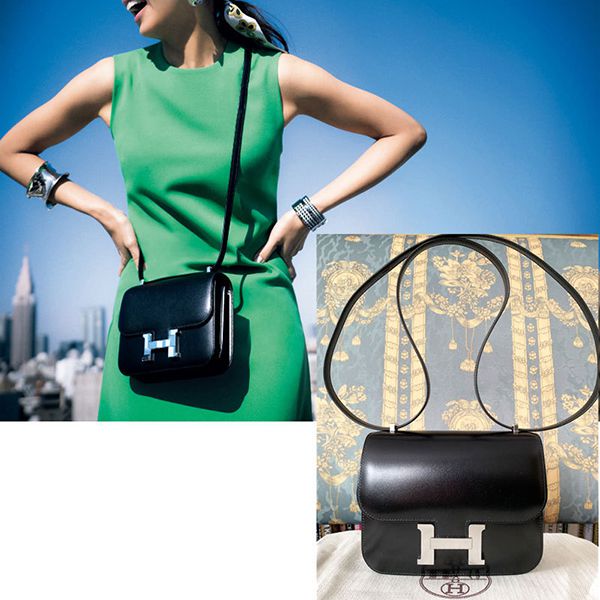 エルメス 幻のコンスタンスミニ 偽物18 黒 x シルバーパラジウム金具H056347CC